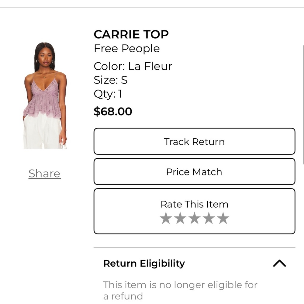 Free People Lavender Lace Camisole